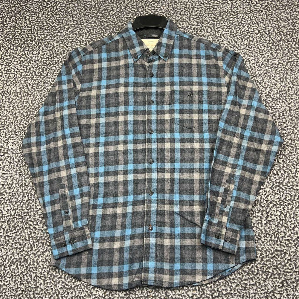 Weatherproof Vintage Button Down Shirt Men Medium Blue Gray Plaid Flannel M
